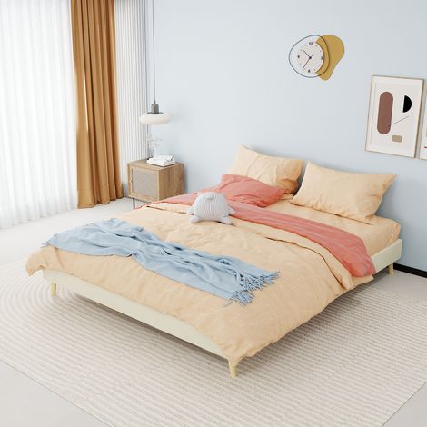 Bett 160x200 Bettgestell mit Stauraum Beige HAVRYA (1/5)