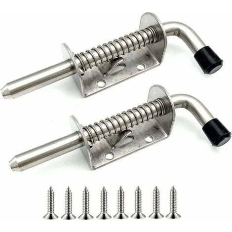 Lot de 2 verrous à ressort en acier inoxydable pour porte de garage, abri de jardin, cour, poulailler (128 mm)- (1/4)