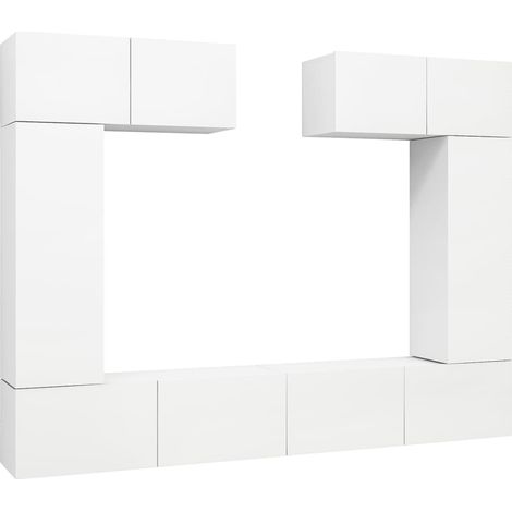 Set di Mobili Porta TV 6 pz Bianco in Legno Multistrato vidaXL (1/5)