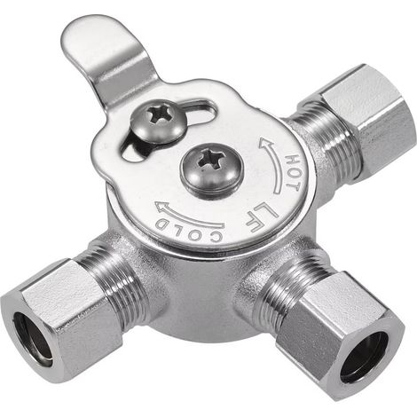 1 PCS Under-bridge mixing valve, 3/8" compression LF brass body, thermostatic mixing valve for hot and cold water, compression sleeve and nuts included