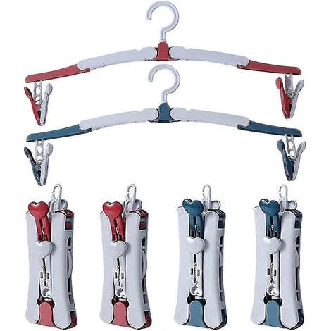 Faltbare Kleiderbügel mit Clips, 360° drehbarer Haken, tragbar für Reisen (6er-Set) (1/5)