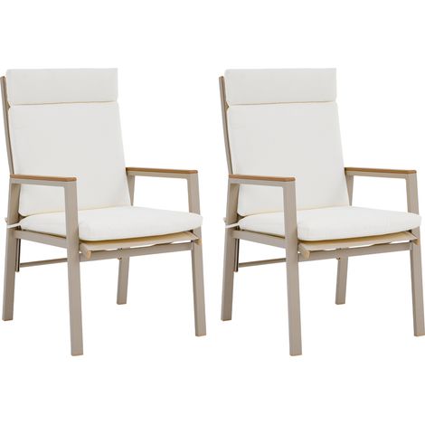 GagaLot de 2 chaises d'exterieur, accoudoirs bois composite, Teslin, kaki beige (1/5)