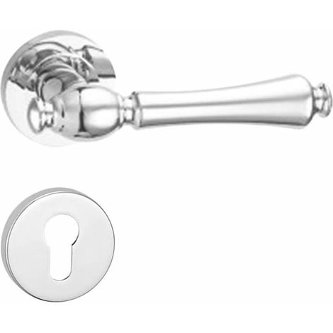 Lot de 1 poignée de porte intérieure en alliage de zinc avec rosace, chrome poli (1/4)