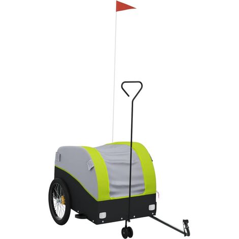 Remorque de vélo noir et vert 45 kg fer CFW72266 (1/5)