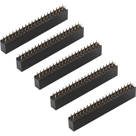 5 connecteurs femelles à double rangée de broches courtes, pas de 2,54 mm, 2 x 20 broches, pour Raspberry Pi (1/5)