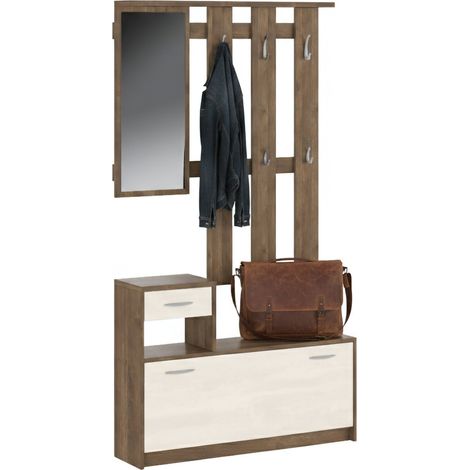 Mueble de Entrada Garolfo, Espejo Incluido, 25.5x100x190h cm Blanco