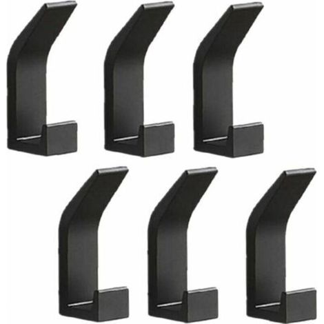 Lot de 6 patères murales patères porte-serviettes crochets de porte sans perçage patères en aluminium porte-manteau mural autocollant, noir