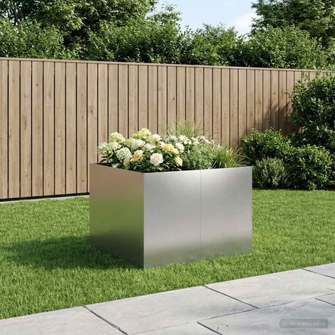 vidaXL Cache-pot de jardin Argenté 80 x 80 x 60 cm Acier inoxydable (1/5)