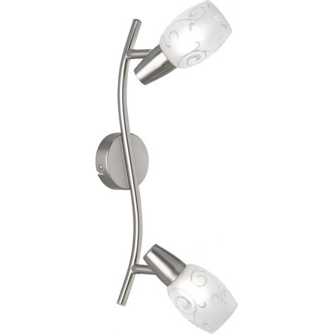 Faretto Colmar Nichel 2 Spot Led Vetro Satinato L39 cm Trio Lighting