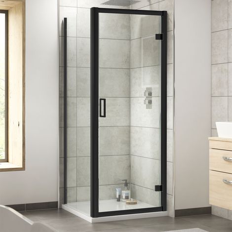 Nuie Rene Black Hinged Door Square Shower Enclosure 800mm x 800mm - 6mm Glass (1/5)