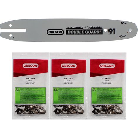 Guide 10 pouces avec lot de 3 chaînes 40 maillons OREGON pour tronçonneuse GT ELEC (1/2)