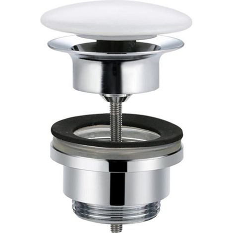 Bonde de Lavabo avec Bouchon de Vidange Pop-up pour Lavabo Blanc en Céramique et Cuivre