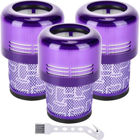 Confezione da 3 filtri di ricambio per aspirapolvere Dyson V11 e V15. Prestazioni equivalenti ai filtri originali. Spazzola per la pulizia inclusa - DY-970013-02