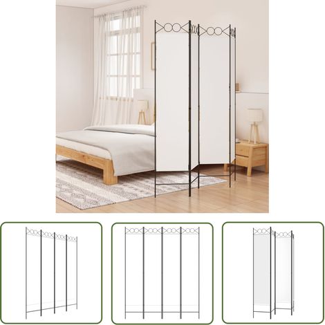 The Living Store 4-tlg. Paravent Weiß 160x200 cm Stoff - Paravent - Raumteiler - Trennwandsystem - Wohnraumgestaltung - Privacy Screen (1/5)