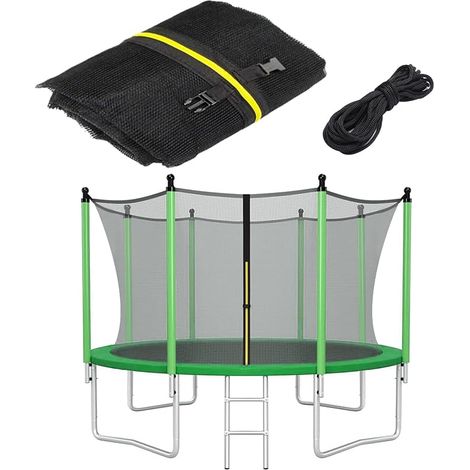 Trampoline Net 366 cm 8 Poles Accessories Trampoline UV Resistant Double Zip Suitable for Many Occasions Height 180 cm (1/5)