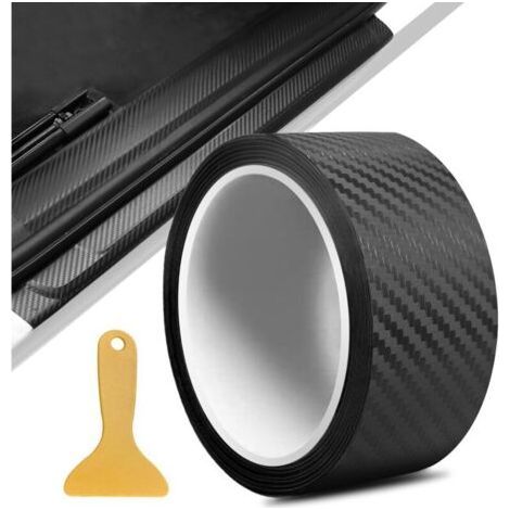 Pellicola adesiva in fibra di carbonio per auto, 5 cm x 5 m, effetto 3D, protezione per battitacco, rivestimento in fibra di carbonio adatto per auto e moto (nero) (1/4)
