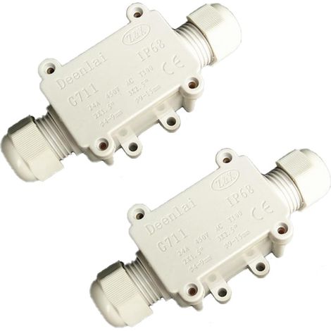 Confezione da 2 scatole di giunzione impermeabili IP68 a 2 vie - 4-9 mm e 9-15 mm (bianco) (1/5)