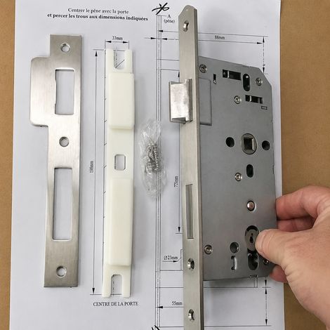 Serrure à larder mécanique standard européen inox 304 têtière 22x235mm gâche 1.5mm pour porte en bois 0,1 g – Livraison gratuite (1/5)