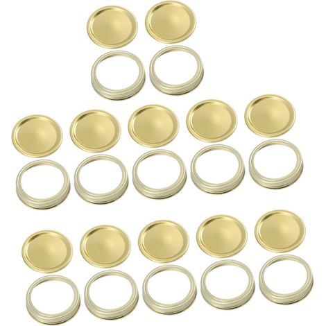 Couvercles en acier inoxydable avec opercules hermétiques, ouverture de 70 mm, lot de 24 pièces (12 couvercles + 12 anneaux) pour la mise en conserve et la conservation en bocaux Mason (1/5)