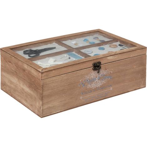 Scatola da cucito in legno winter 30x10cm - Atmosphera créateur d'intérieur (1/5)