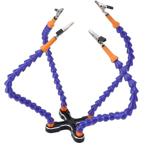 Outil de soudage à bras articulés avec 4 bras flexibles, base en alliage d'aluminium et 4 pinces pour l'assemblage, la réparation, le modélisme et la création de bijoux (noir). (1/5)