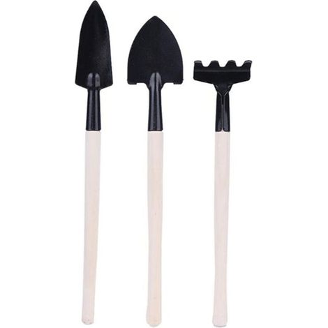 Mini Ensemble D'outils de Jardinage, Truelle de Râteau de Jardinage de Plantes avec Manche en Bois pour la Transplantation de Semis, la Culture de Désherbage de Fleurs, de Semis (1/5)