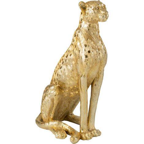 Statue Léopard Assis "Odis" 88cm Doré (1/5)