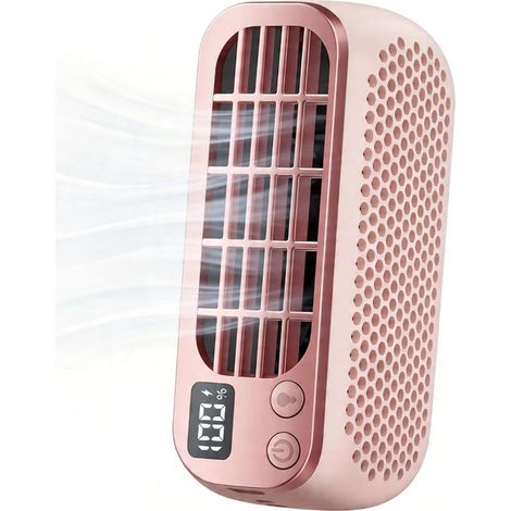 Ventilador Portátil USB Recargable con Doble Motor y Luz LED, 5 Velocidades, Silencioso, Plástico ABS Rosa – Ideal para Oficina y Viajes (1/2)