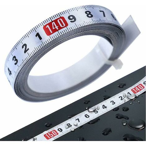 Règle en acier auto-adhésive, ruban à onglets, règle métrique en acier, ruban de mesure portable pour établi et machines (3 m, Re