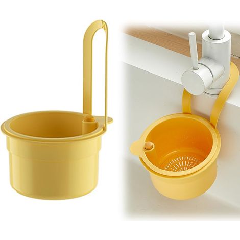 Passoire d'évier, passoire d'évier multifonctionnelle, panier filtre suspendu pour robinet, panier d'évier pour organisateur de linge (jaune, 1 pièce)