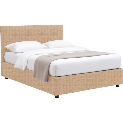 Letto Piazza e Mezza Luton, Sfoderabile, Contenitore Made in Italy, Beige