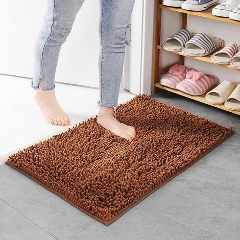 Tapis de bain en chenille ultra douce, tapis de sol, tapis de porte pour chien, absorbant la boue et la saleté, antidérapant, lavable, tapis anti-boue (1/5)