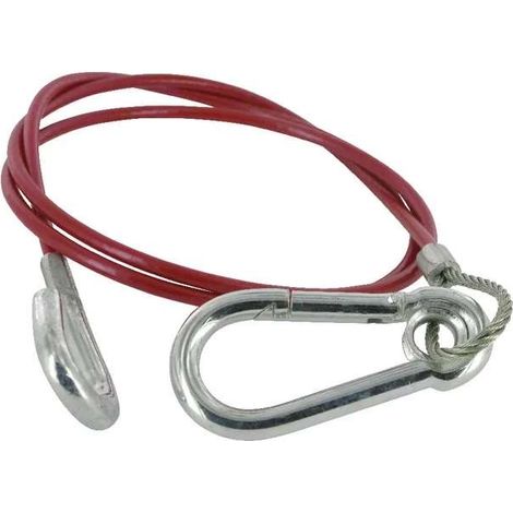 Cyclingcolors – Câble de sécurité remorque voiture 1050mm – Mousqueton et crochet rouge – Corde de remorquage plastifiée pour freins à inertie