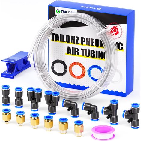 Clear 4mm or 5/32 inch OD 2.5mm ID Polyurethane PU Air Hose Pipe Tube Kit 10 Meter 32.8ft (1/5)