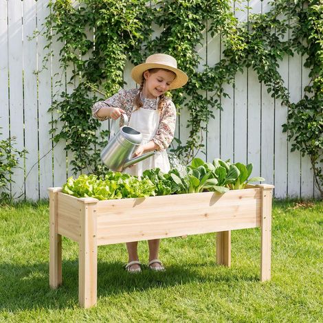 Culture surélevée pratique, bac potager sur pieds en sapin avec trous de drainage, pour légumes, fleurs, herbes (1/5)