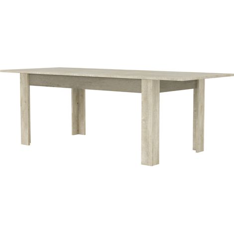 Table de salle à manger contemporaine extensible chêne/béton clair Bali (1/5)
