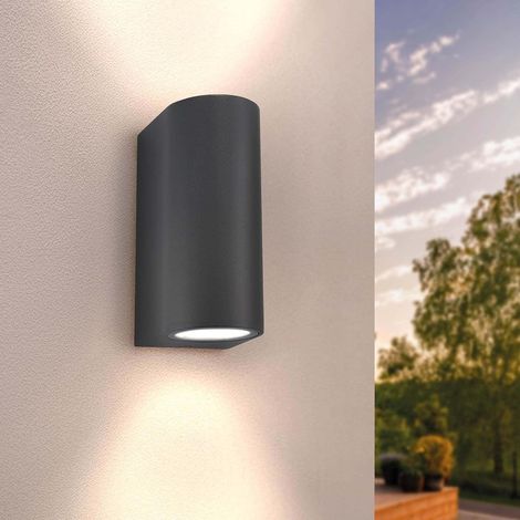 Applique murale LED anthracite et ronde, spot GU10, IP54, lumière haut/bas, lampe extérieure, éclairage de jardin, éclairage de façade