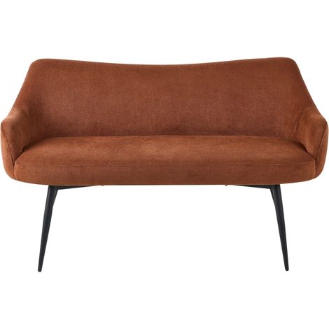 Canapé 2 Places en Tissu Pieds en Métal Banquette Marron Doré Arendal (1/5)