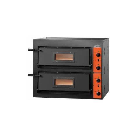 Four électrique 2 x 4 pizzas (Ø)300 mm, noir, 8400 W, 400 V - TRI