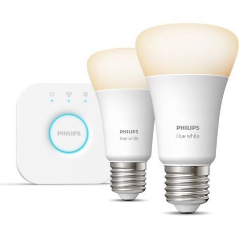 Philips Hue Kit bombillas LED blanco cálido E27 9W (1/4)