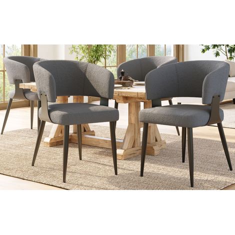 Chaise de salle à manger de haute qualité (4 pièces) Chaise de maquillage Coiffeuse ergonomique Chaise légère de luxe Dossier courbé,beige/gris-Da (1/5)
