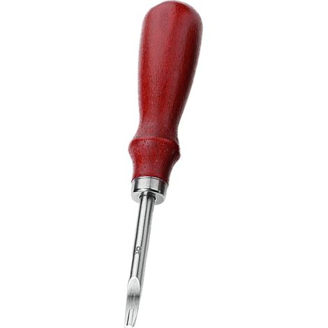 Cómoda herramienta para biselar cuero con mango de madera de haya y hoja de acero inoxidable de 1,5 mm para trabajos de cuero profesionales y aficionados. (1/5)