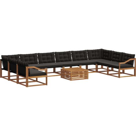Outdoor Sofa Set with Cushion 11 pcs Natural and Black vidaXL (1/5)