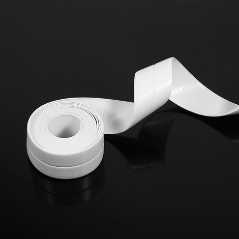 Bande d'étanchéité murale auto-adhésive pour baignoire, bord d'évier de cuisine (n° 2 blanc 38 mm x 3,2 m) (1/3)