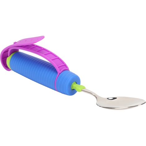 Cuillère d'aide à l'alimentation pour personnes âgées, tête rotative flexible à 360°, couverts adaptés aux handicapés, pratique et sûre, pour usage domestique. (1/5)