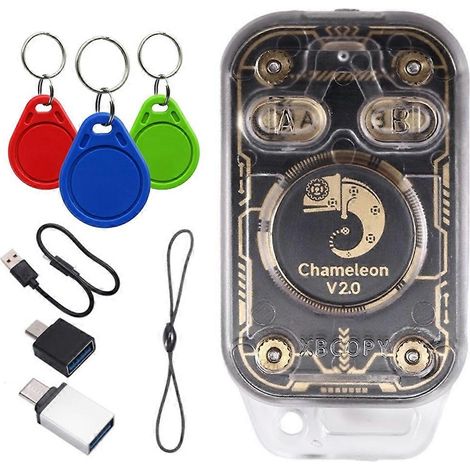 Chameleon V2.0 RFID Smart Chip Reader Emulator + 3XUID Keychain NFC Duplicator 125K 13.56Mhz Card Decode Chameleon Ultra Transparent shell (1/5)