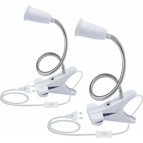 2PCS Base de Lampe de Table à LED E27 Douille d’ampoule à Pince Base de Support de Lampe à Col de Cygne Base Clip de Lampe pour Table avec Interrupteur 360° Lampe Prise pour Lecture,Maquillage-LIAIKI (1/5)