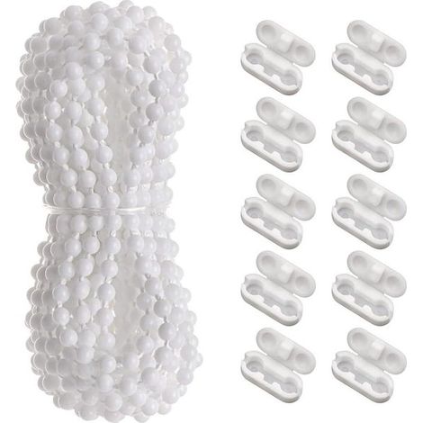 Cadena de repuesto para estor enrollable - 10 metros de cadena con 10 conectores - estor enrollable blanco (1/5)
