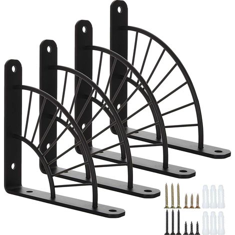 Set mit 4 schwarzen Wandhalterungen, 150 x 150 mm, verstärktes Metall – Maximale Traglast 50 kg – AquaForge (1/5)