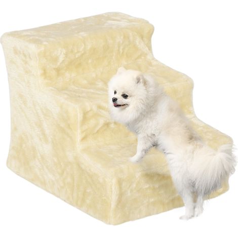PawHut Three-Step Portable Dog Stairs with Washable Plush Cover (1/5)